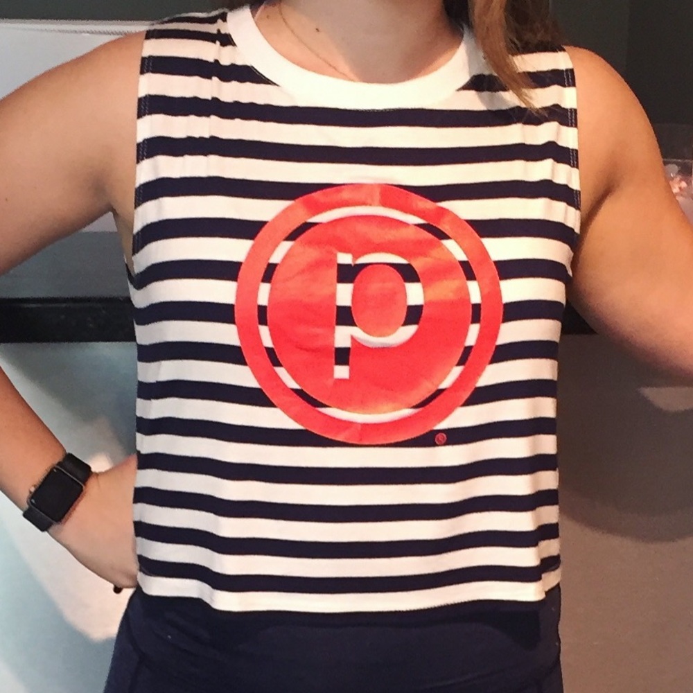 Pure Barre Day Crop Tank Circle P With Stripes